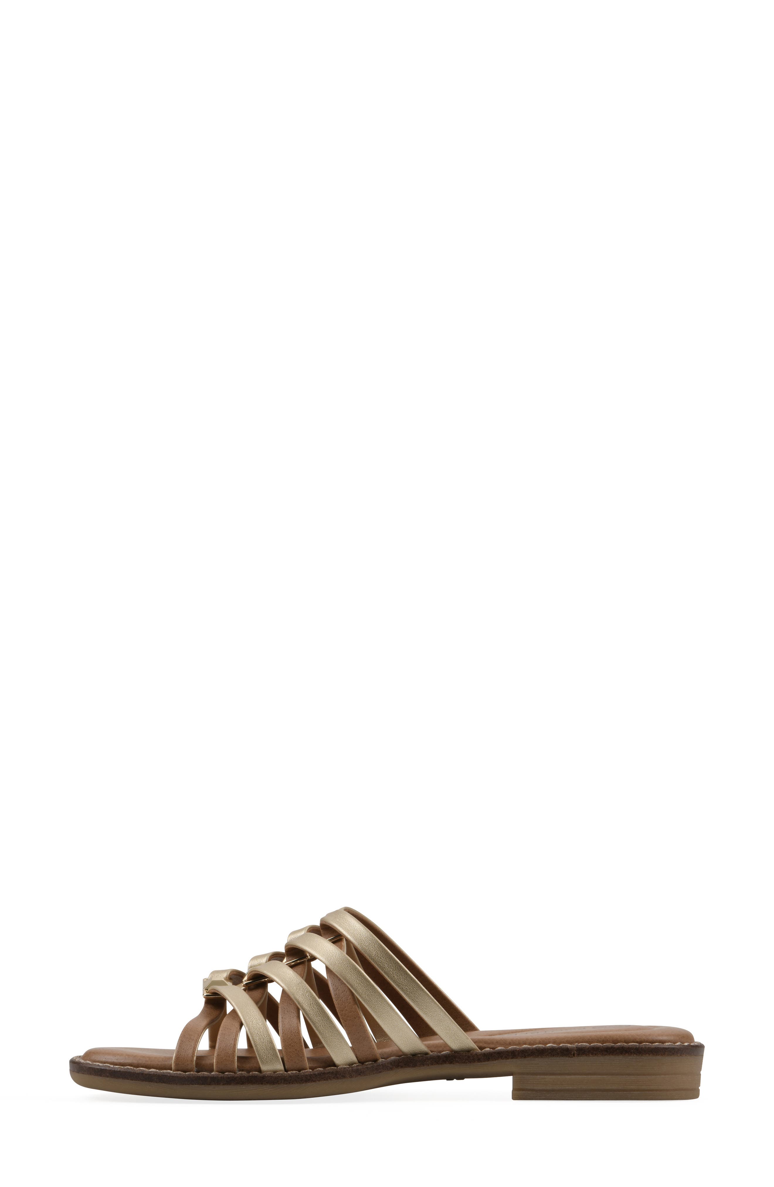 Mazy Slide Sandal, Alternate, color, GOLD METALLIC SMOOTH