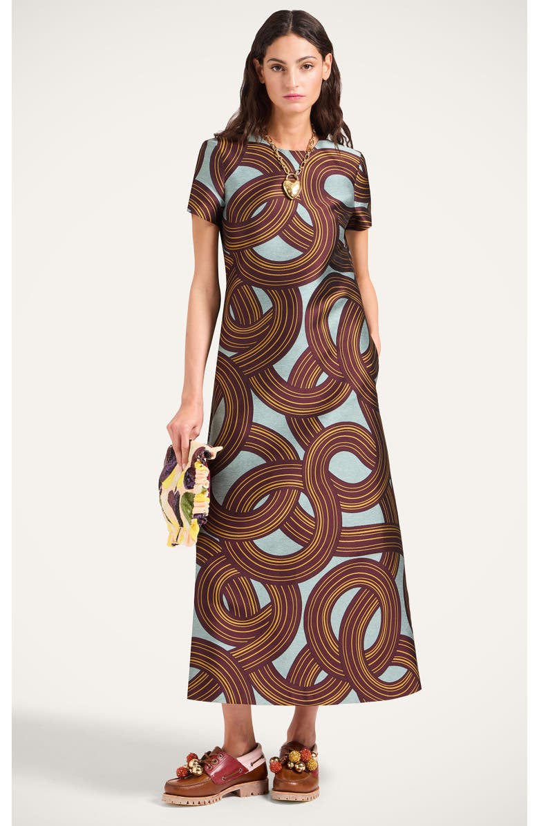 La DoubleJ Swing Dress, Main, color, Montecarlo Jacquard Dusty Blue