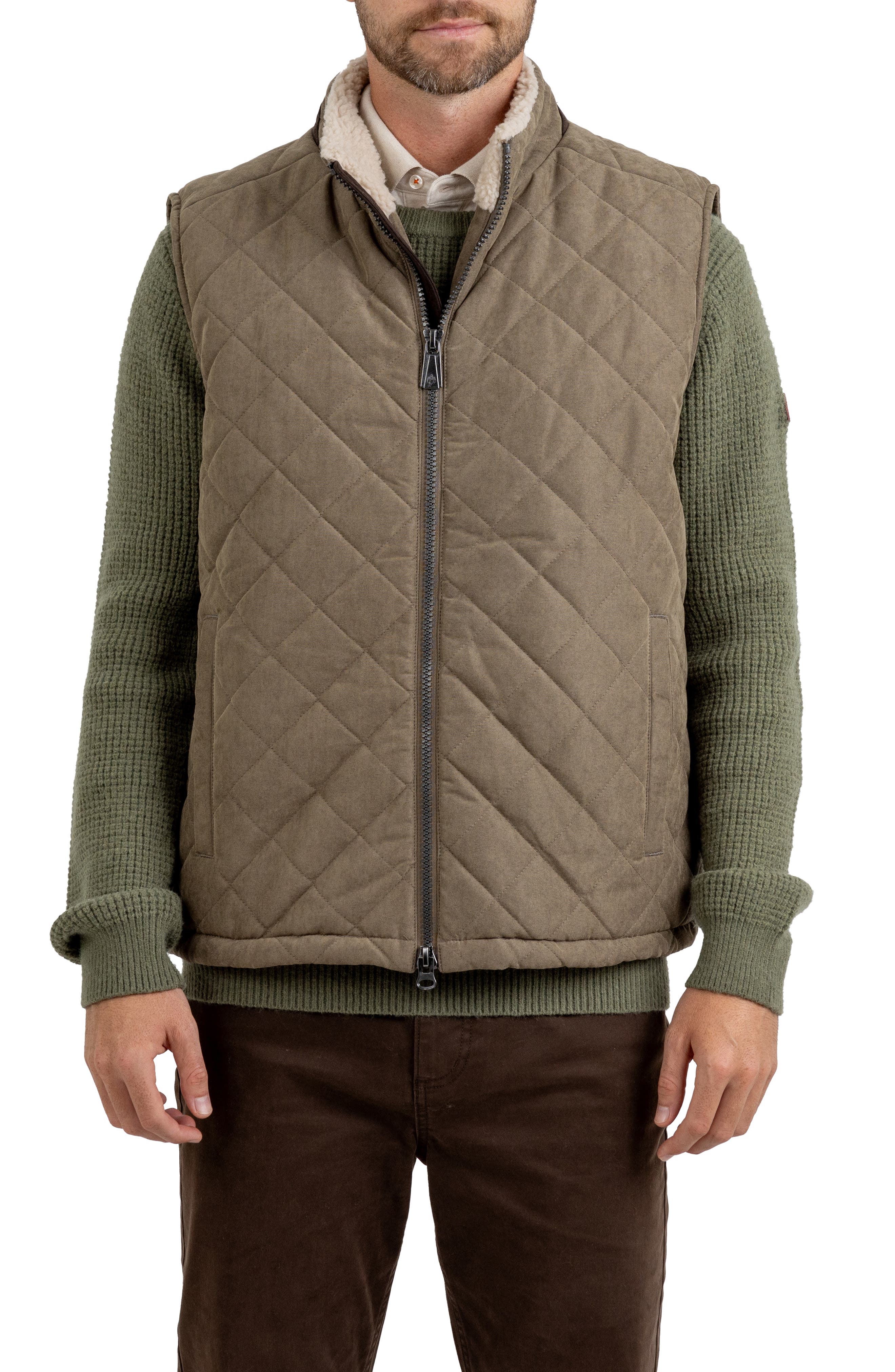 Rainforest Oxford Water Resistant Quilted Vest in Tobacco 