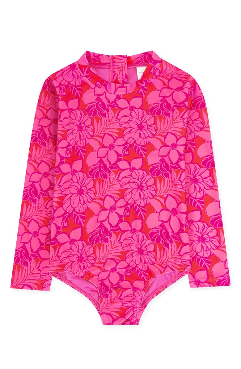 Feather 4 Arrow Kids' Wave Chaser Long Sleeve UPF 50+ One-Piece Rashguard Swimsuit, Main, color, 