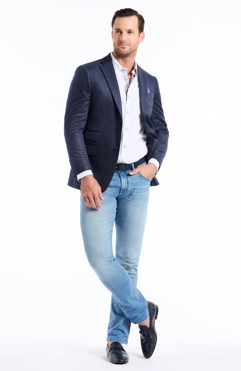 Robert Graham Colden Navy Velvet Houndstooth Sport Coat, Alternate, color, Navy