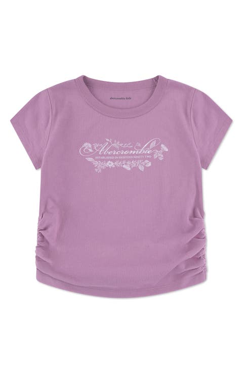 Kids' Floral Script Ruched T-Shirt (Little Kid & Big Kid)