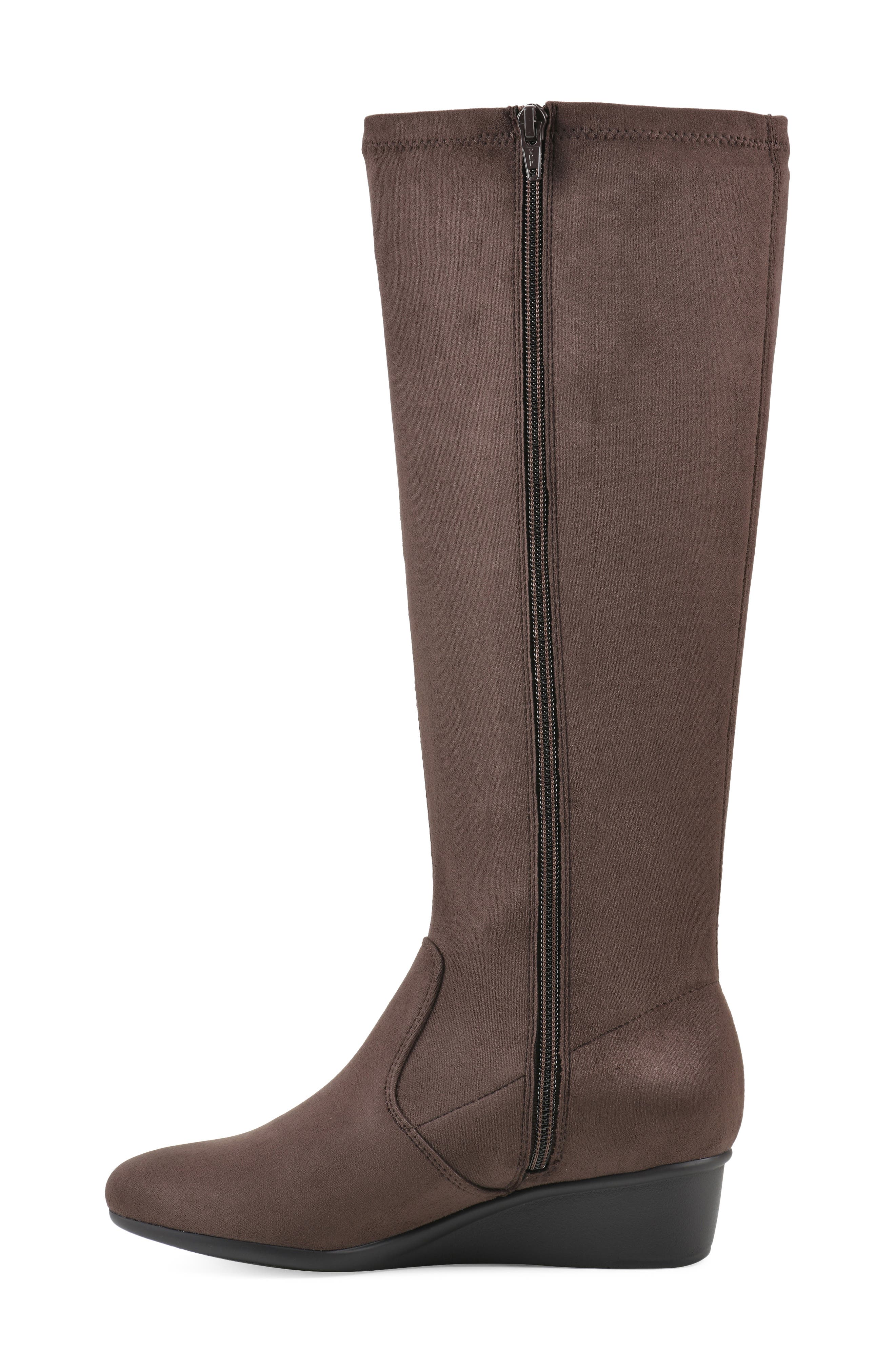 Bolmont Tall Wedge Boot, Alternate, color, DK BROWN/ FABRIC