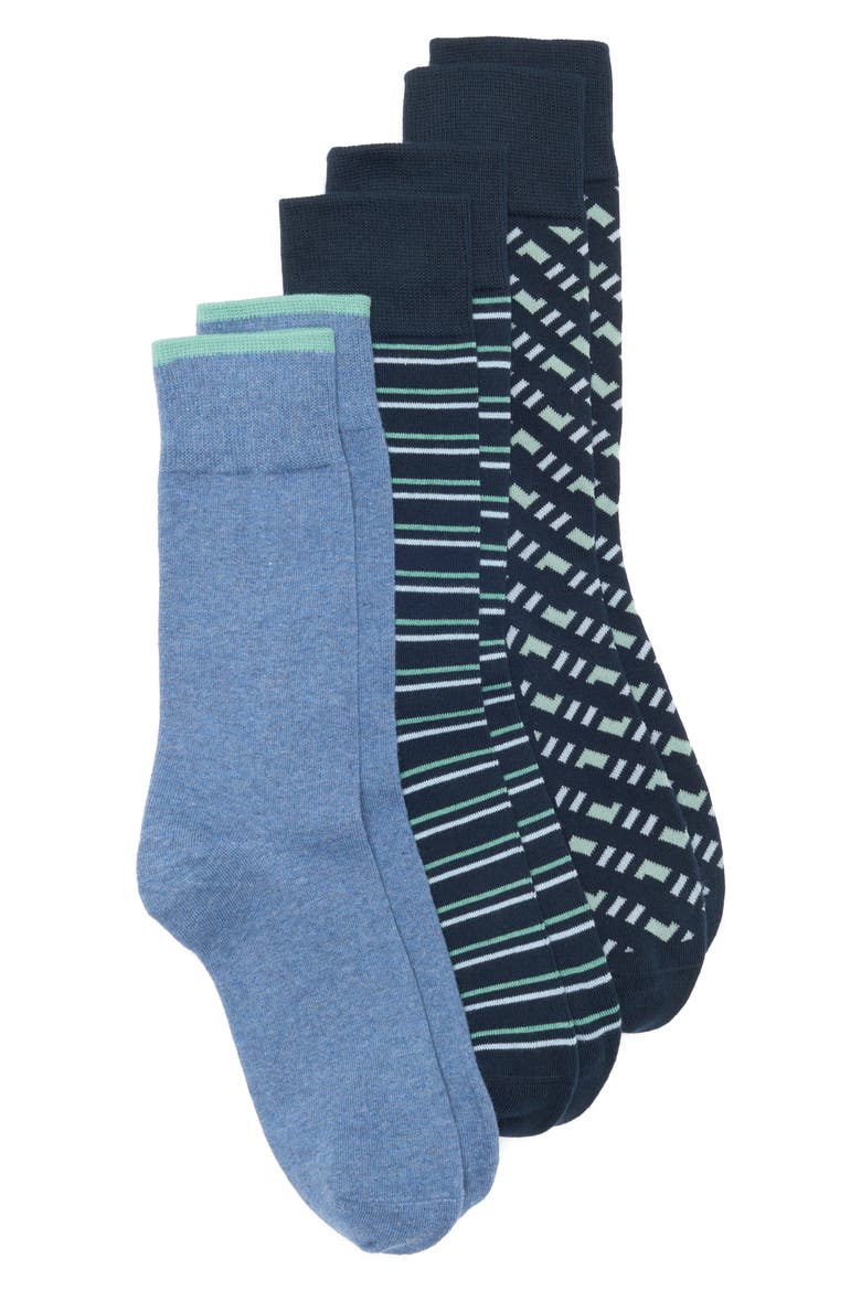 3-Pack Crew Socks, Main, color, BLUE