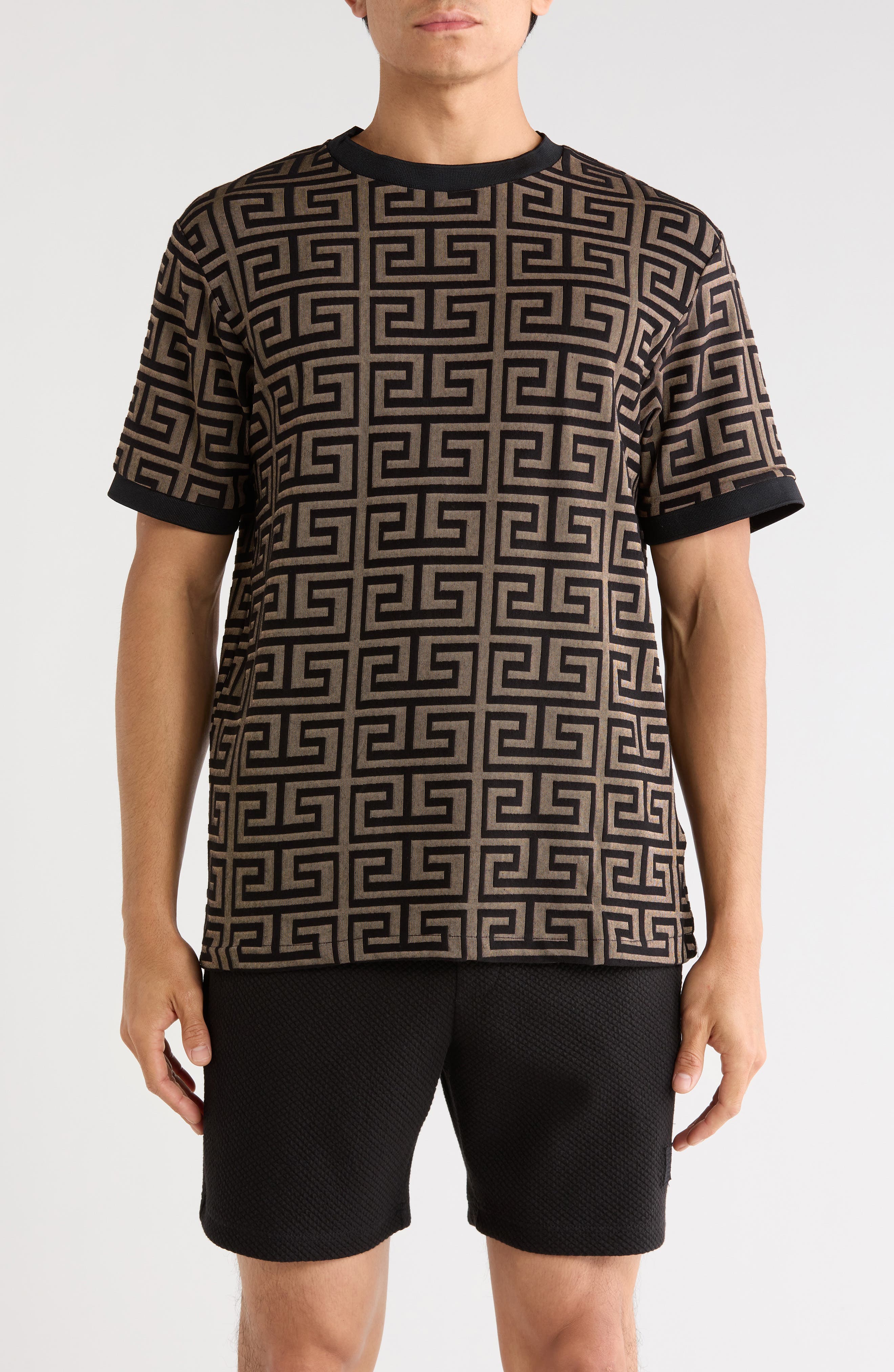 Cactus Man Greek Key Jacquard T-Shirt