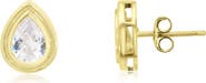 The Lovery Fine Jewelry CZ Pear Double Bezel Stud Earrings
