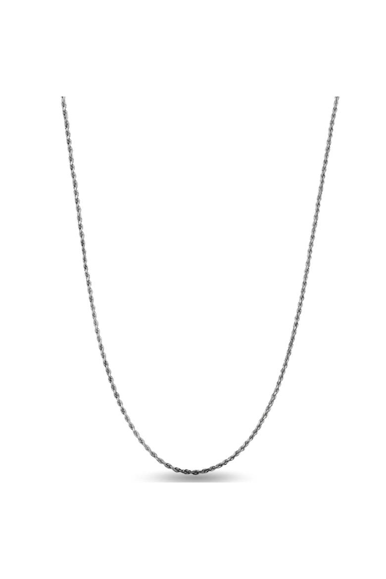 Sterling Silver Rhodium Plated Thin Rope Necklace, Main, color, Silver