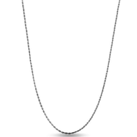 Sterling Silver Rhodium Plated Thin Rope Necklace