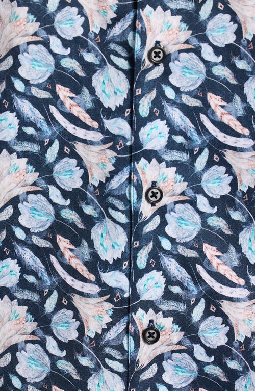Robert Graham Floral Print Short Sleeve Cotton Button-up Shirt