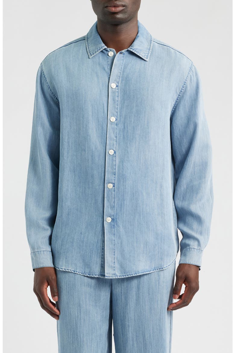 Featherweight Denim Button-Up Shirt, Main, color, LIGHT WASH