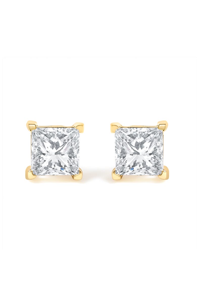 Haus of Brilliance IGI Certified 14k Yellow Gold 1/2 Cttw Princess Solitaire Diamond Stud Earrings, Main, color, Yellow