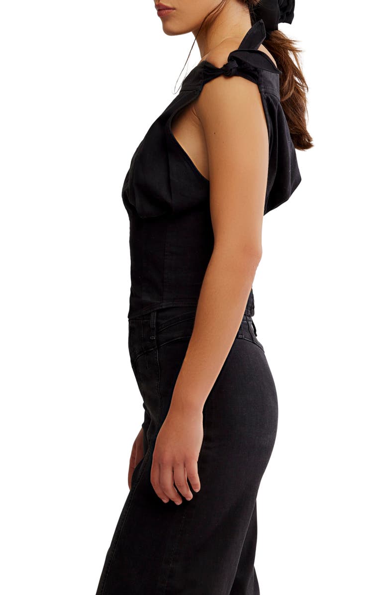 Free People Louie Denim Off the Shoulder Top, Alternate, color, Black