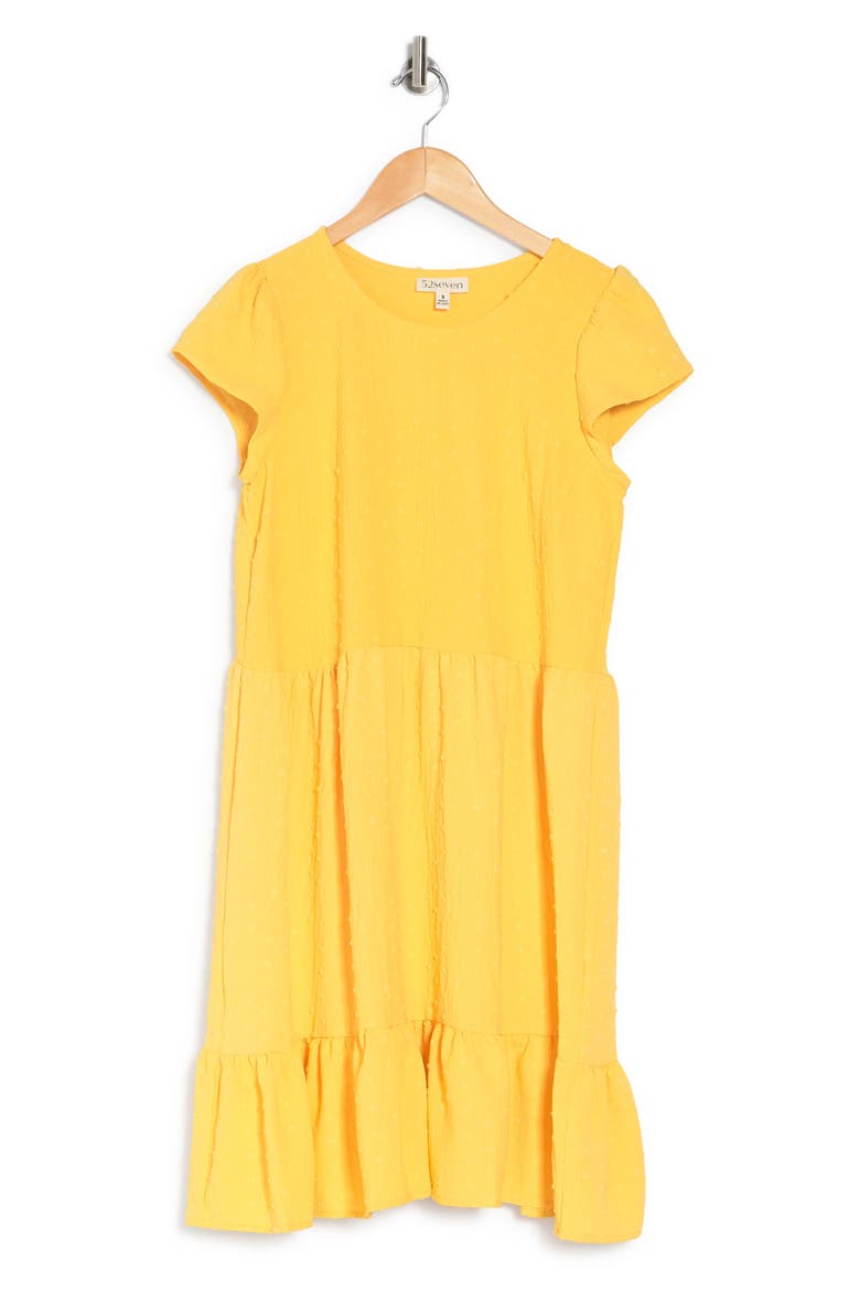 Extended Sleeve Crickle Clip Dot Dress, Alternate, color, YELLOW