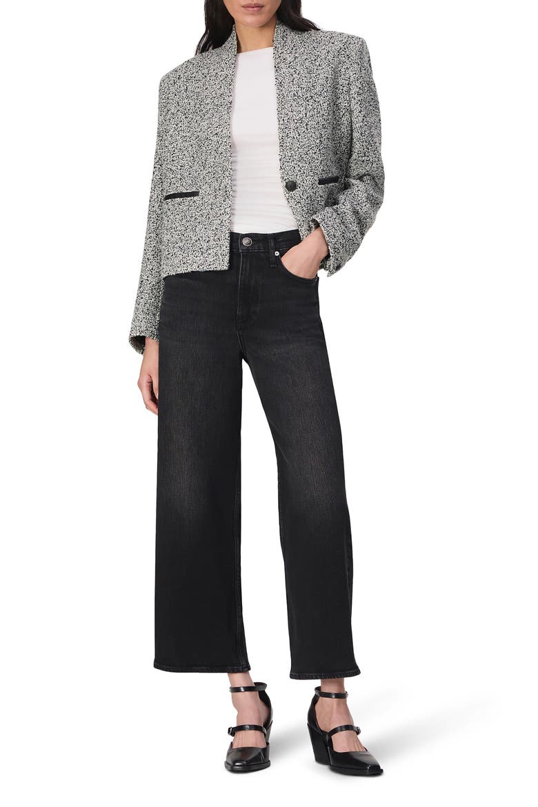 Pippa Wool Blend Tweed Blazer, Alternate, color, WHITE BLACK