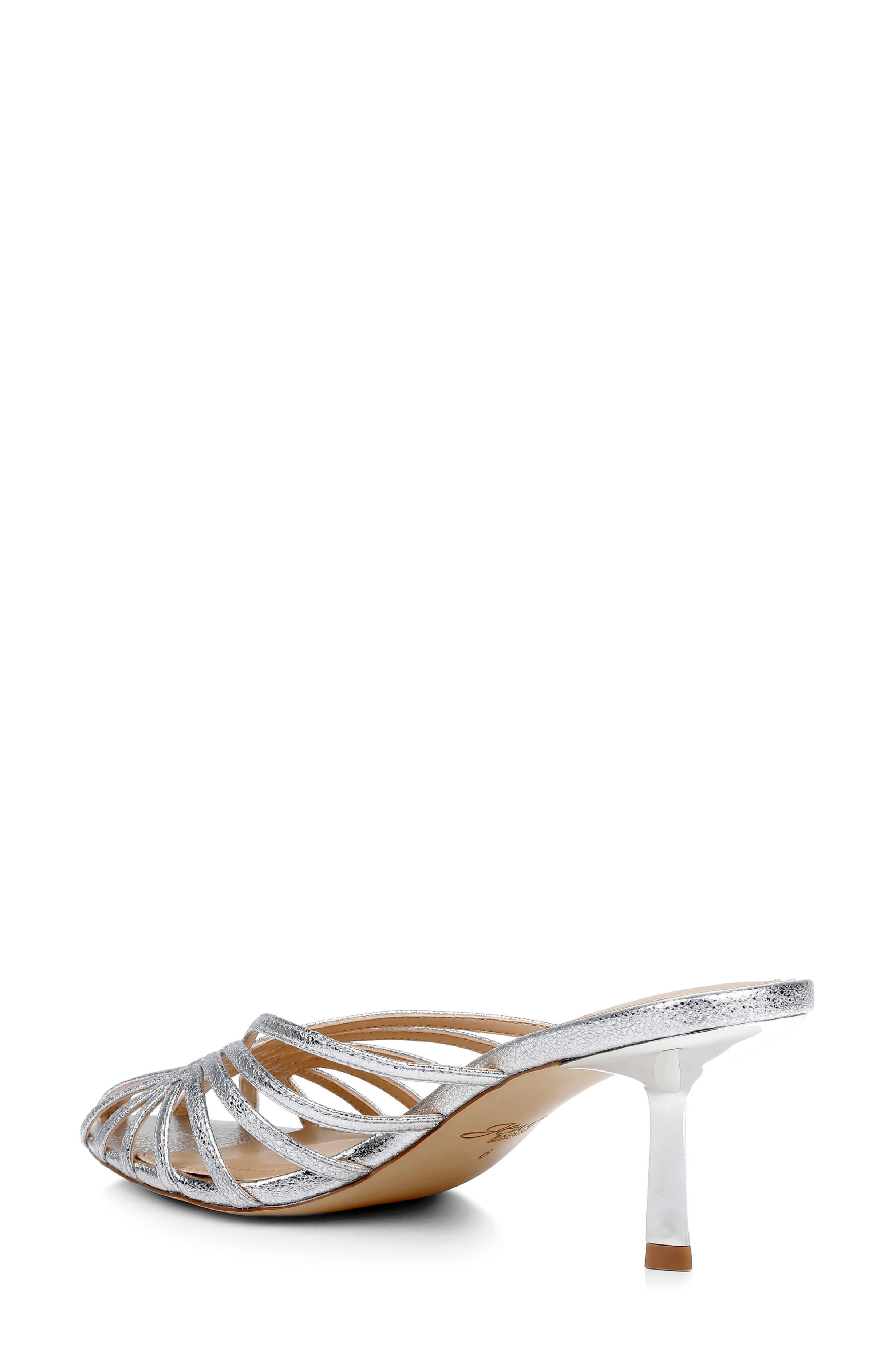 Jewel Badgley Mischka Ilaria Strappy Sandal, Alternate, color, Silver Textile