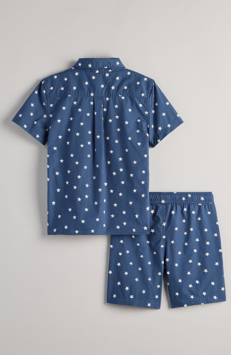 Tucker + Tate Kids' Print Short Sleeve Button-Up Shirt & Shorts Set, Alternate, color, Navy Denim Starry Stars