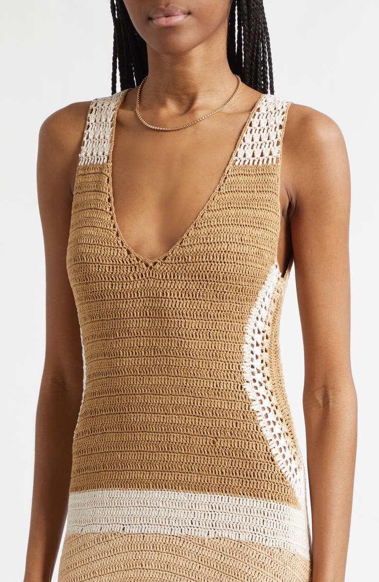 Ramy Brook Cadence Colorblock Crochet Midi Dress, Alternate, color, Sandstone Multi Colorblock