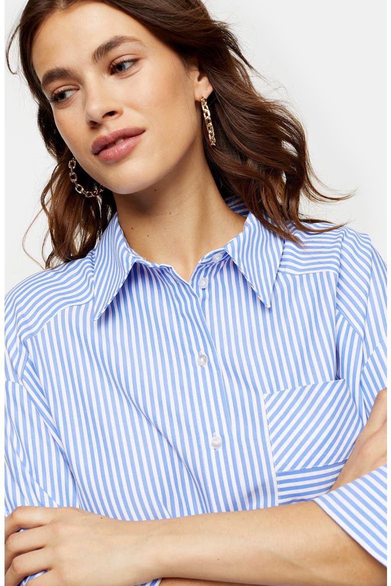 Stripe Oversize Poplin Shirt, Alternate, color, BLUE