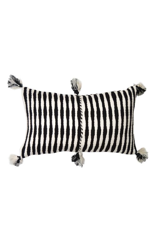 Archive New York Antigua Classic Striped Handwoven Cotton Throw Pillow in Black And Ivory  product
