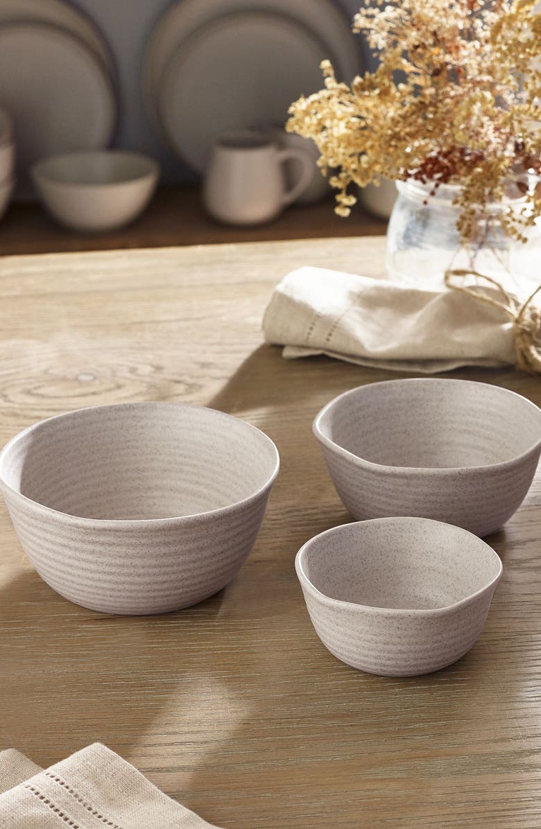 NEXT Kya Set of 3 Dip & Nibble Stoneware Bowls, Alternate, color, Natural