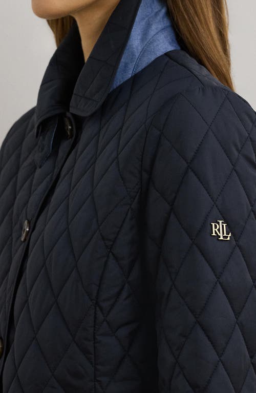 Shop Ralph Lauren Lauren  Diamond Quilted Jacket In Dark Navy