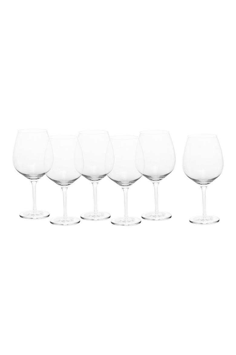 Banquet Set of 6 Burgundy Red Wine Glasses, Main, color, CLEAR
