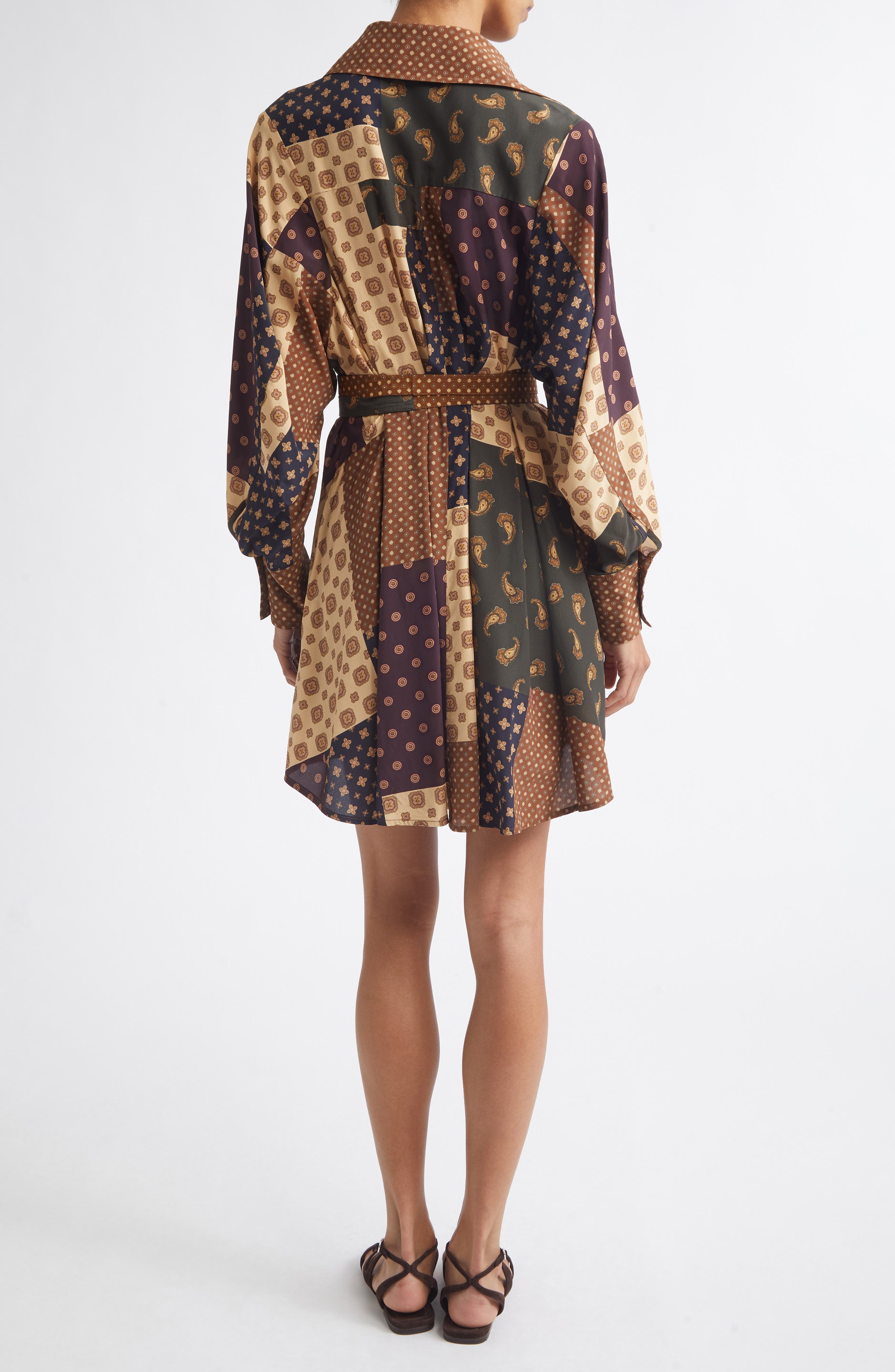Zimmermann Patchwork Print Belted Long Sleeve Shirtdress (Women ...