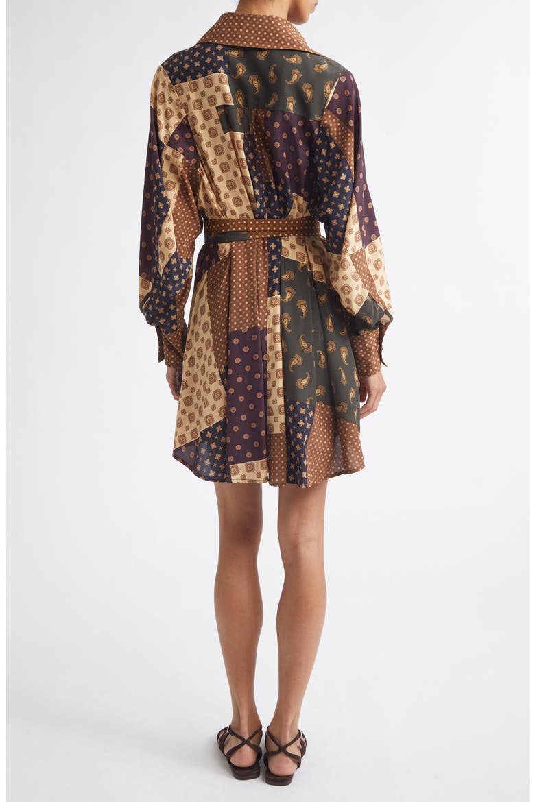 Patchwork Print Belted Long Sleeve Shirtdress, Alternate, color, GEO PATCH PRINT