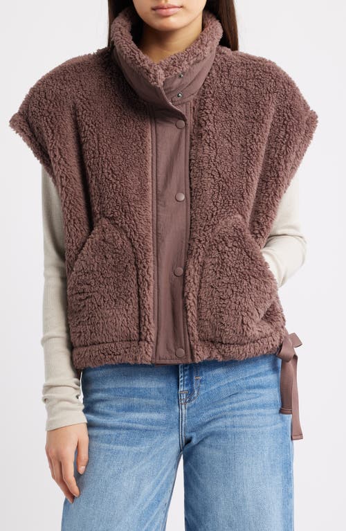 Thread & Supply Wubby High Pile Fleece Vest In Brown
