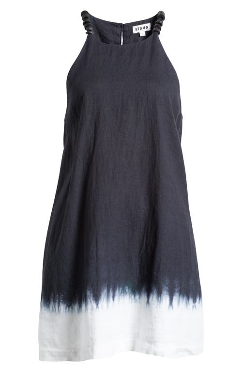 Staud Ahoy Contrast Stripe Sleeveless Cotton Blend Minidress In Onyx Ombre