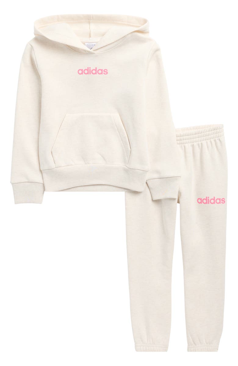 adidas Kids' Fleece Hoodie & Sweatpants Set, Main, color, Oatmeal