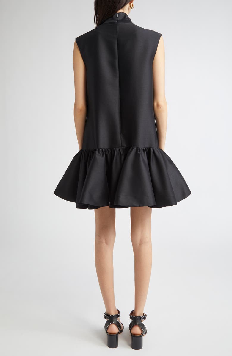 Zimmermann Hypnotic Bow Drop Waist Wool & Silk Minidress, Alternate, color, Black