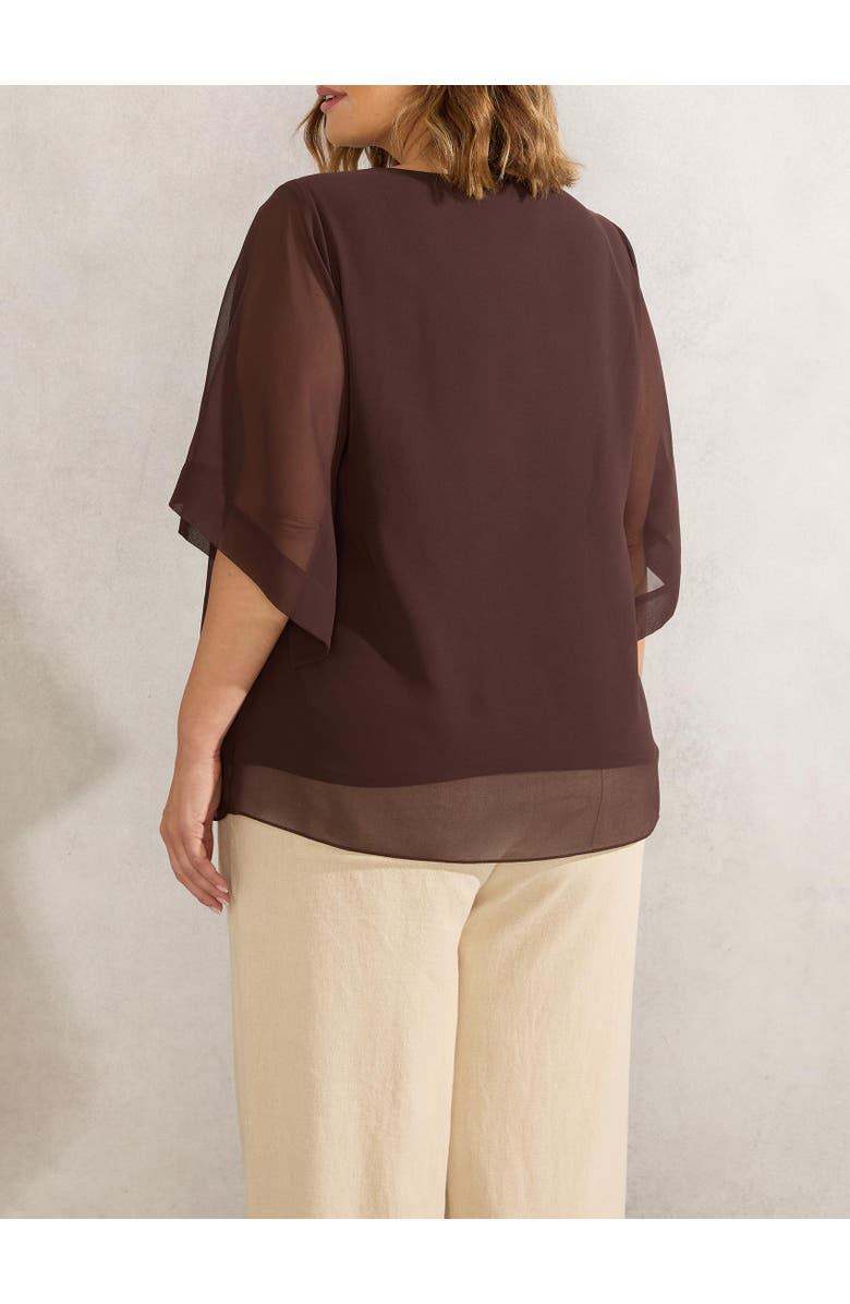 Live Unlimited Keyhole Overlay Blouse, Alternate, color, Chocolate