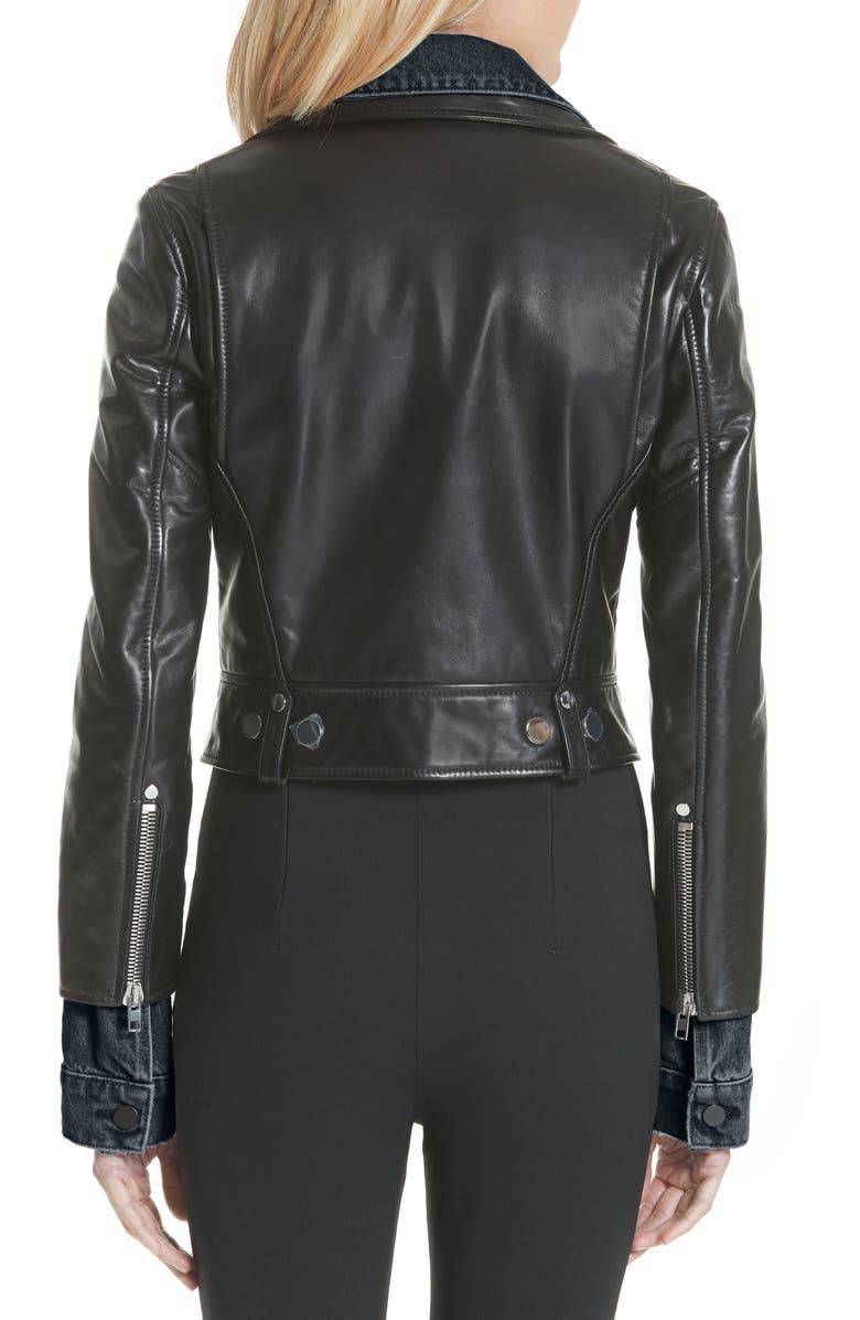 Alexander Wang Denim & Leather Layered Jacket, Alternate, color,