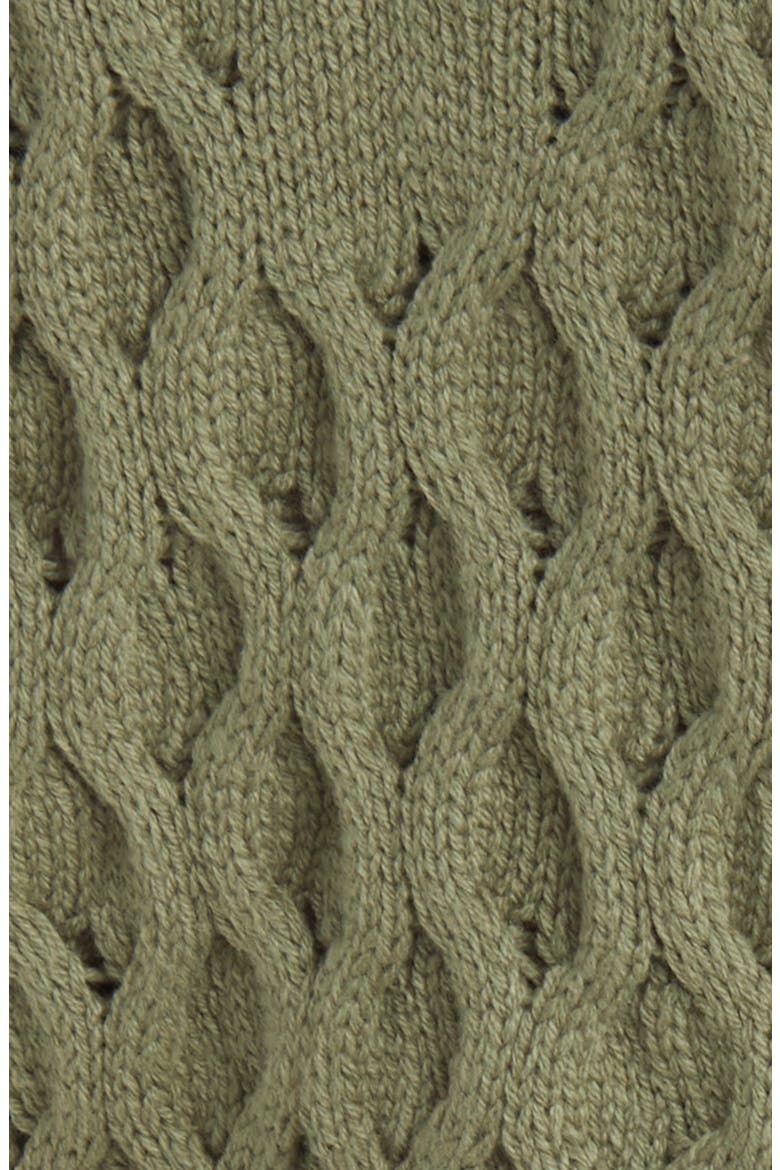 V-Neck Cable Knit Sweater, Alternate, color, GREEN DUNE