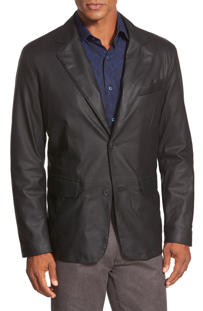 Remy Leather 'Lite' Button Blazer, Main, color, Peat/ Rustic