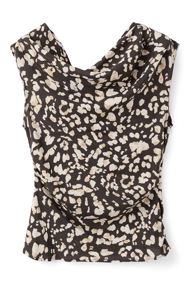 Animal Print Draped Top, Alternate, color, BROWN
