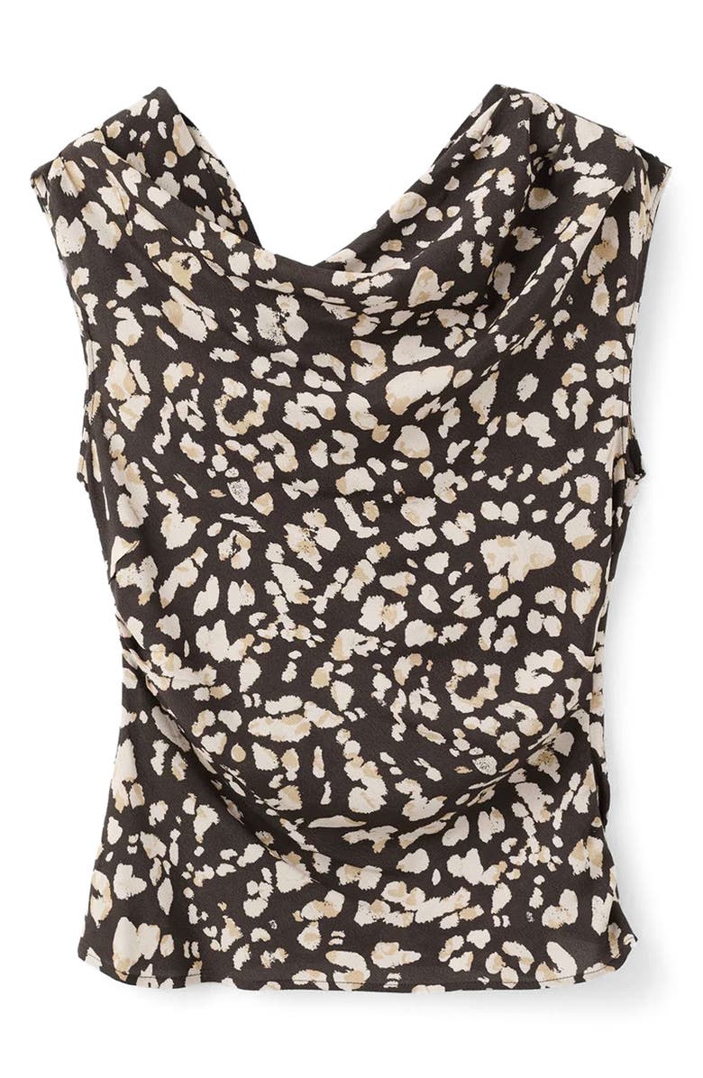 MANGO Animal Print Draped Top, Alternate, color, 
