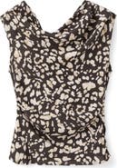 MANGO Animal Print Draped Top