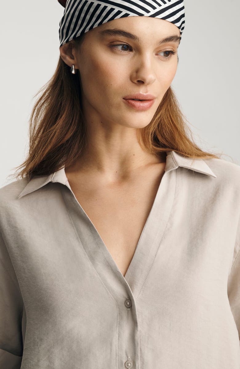 Mavi Jeans Short Sleeve Modal Blend Shirt, Alternate, color, Oyster Gray