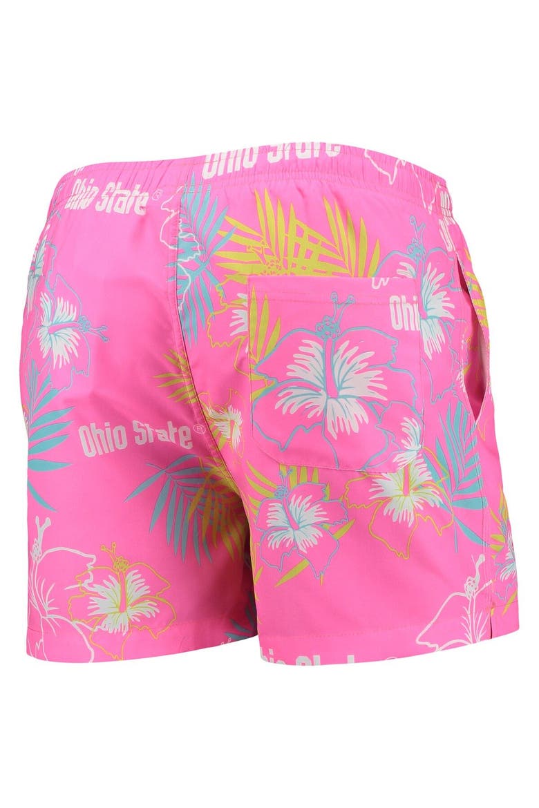 Men's FOCO Pink Ohio State Buckeyes Neon Floral Swim Trunks, Alternate, color, Pink