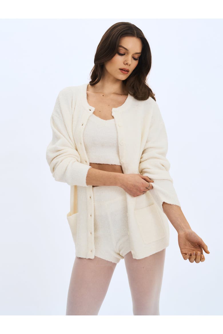 Orla Wool-Blend Ribbed Knit Cardigan, Alternate, color, White