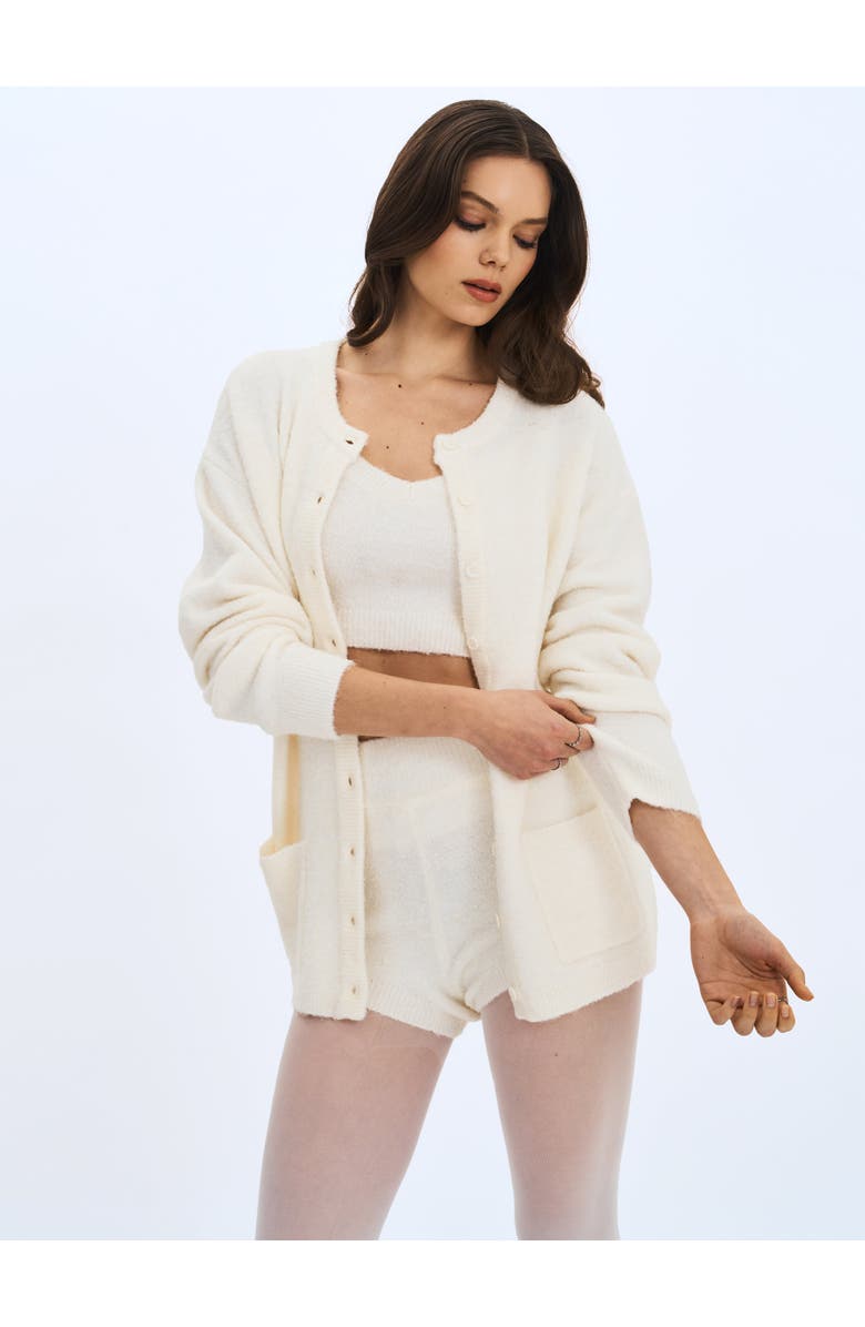 Miss Circle Orla Wool-Blend Ribbed Knit Cardigan, Alternate, color, White
