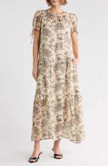 Puff Sleeve Drop Waist Maxi Dress