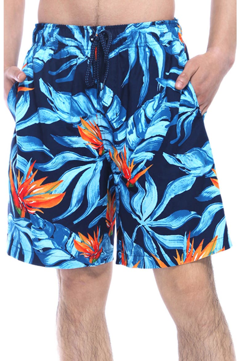 All-Day Comfort Mesh-Lined Swim Trunks, Main, color, Tropical floral