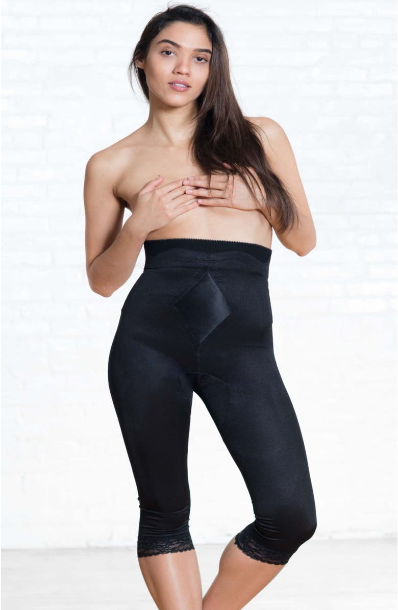 Rago High Waist Capri Pant Liner with Tummy Control, Alternate, color, Black