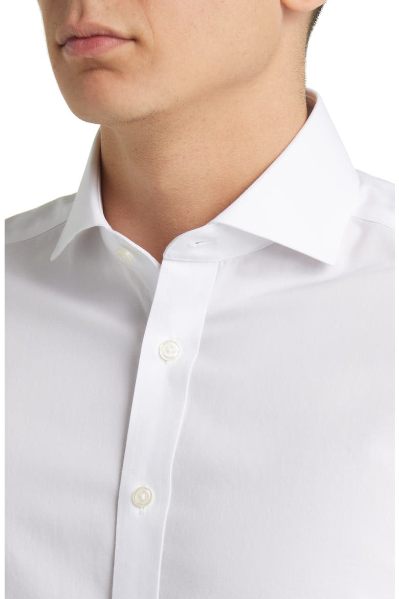 Non-Iron Poplin Cutaway Slim Fit Shirt Single Cuff, Alternate, color, WHITE