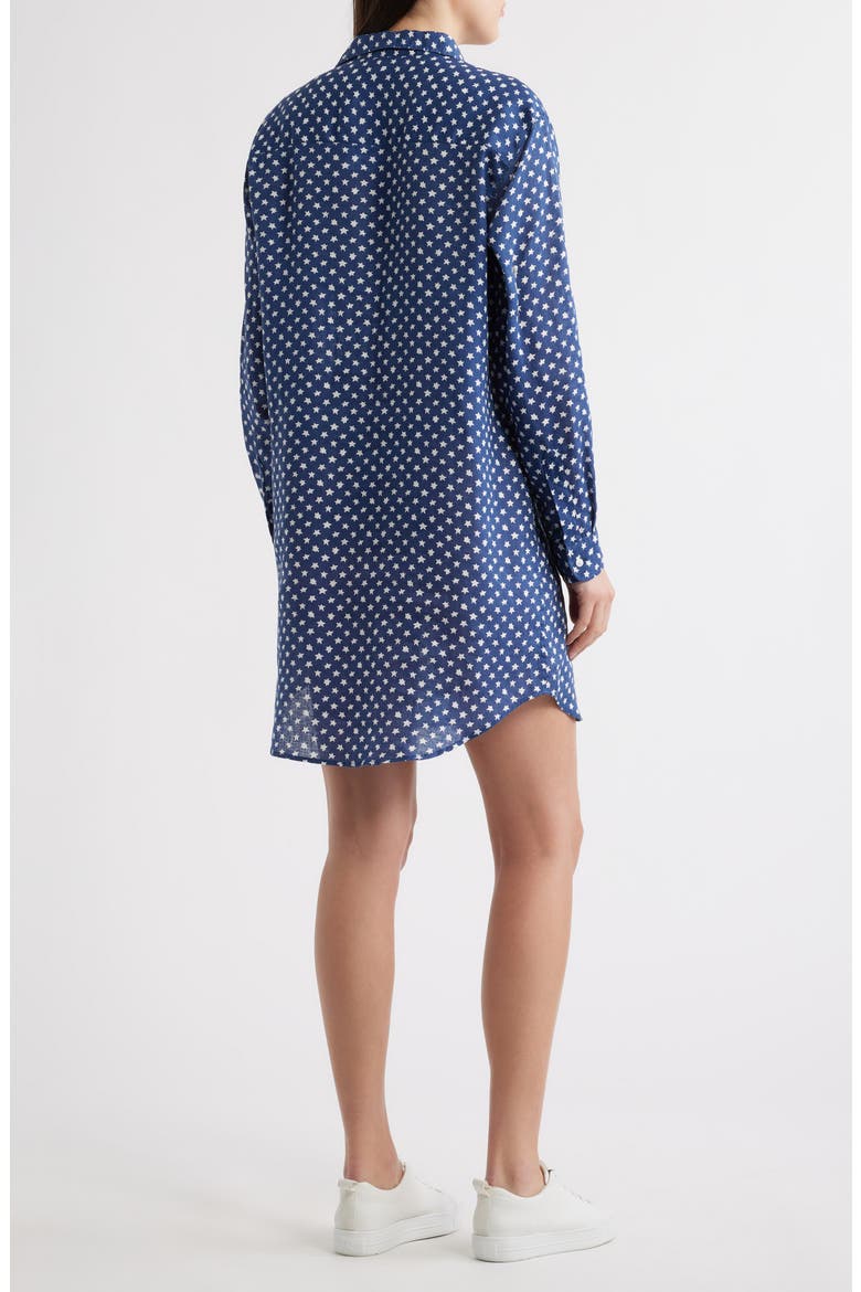 Classic Linen Shirtdress, Alternate, color, NAVY WHITE STARS