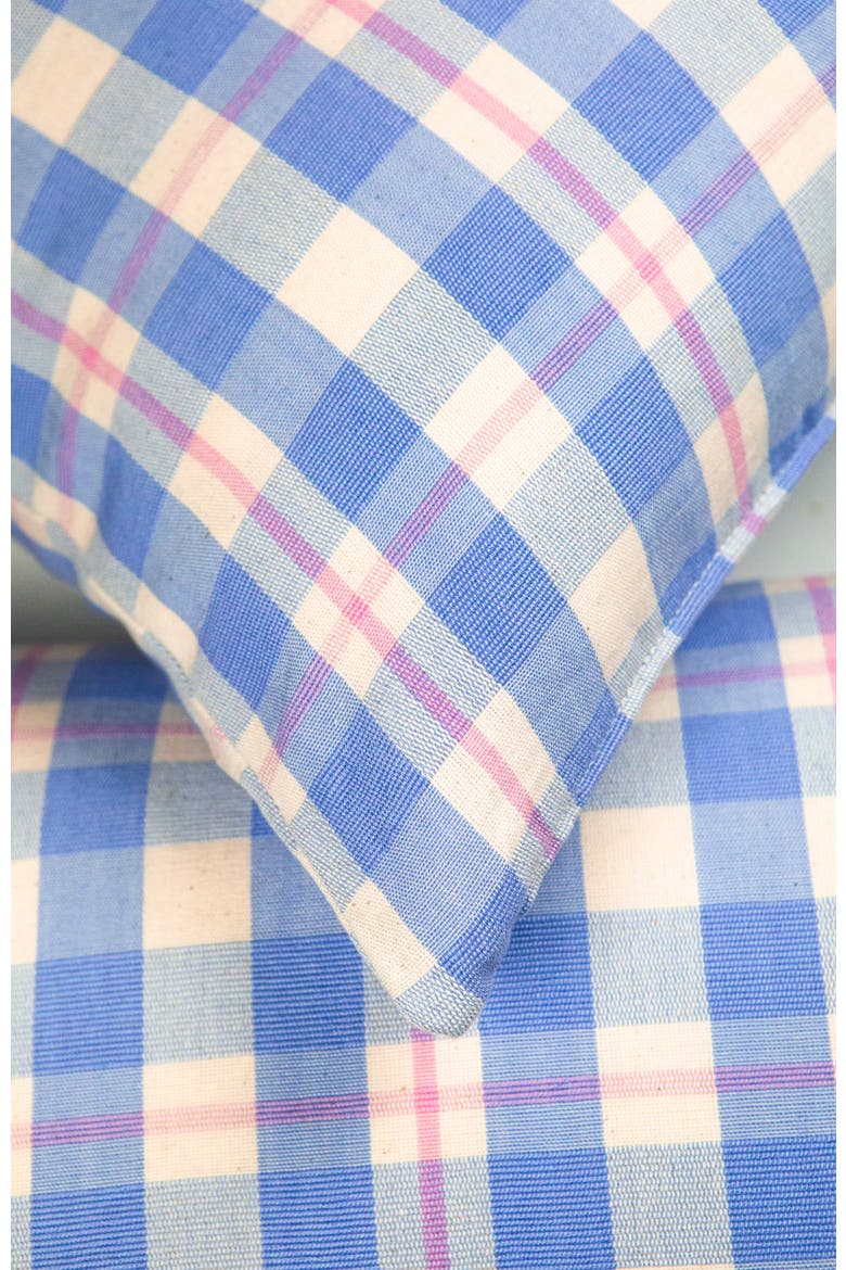 Handwoven Classic Gingham Square Cotton Throw Pillow, Alternate, color, Light Blue Plaid