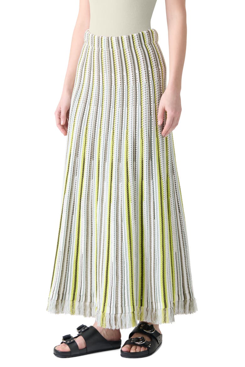 Stripe Mixed Stitch Maxi Sweater Skirt, Alternate, color, KHAKI MULTICOLOR